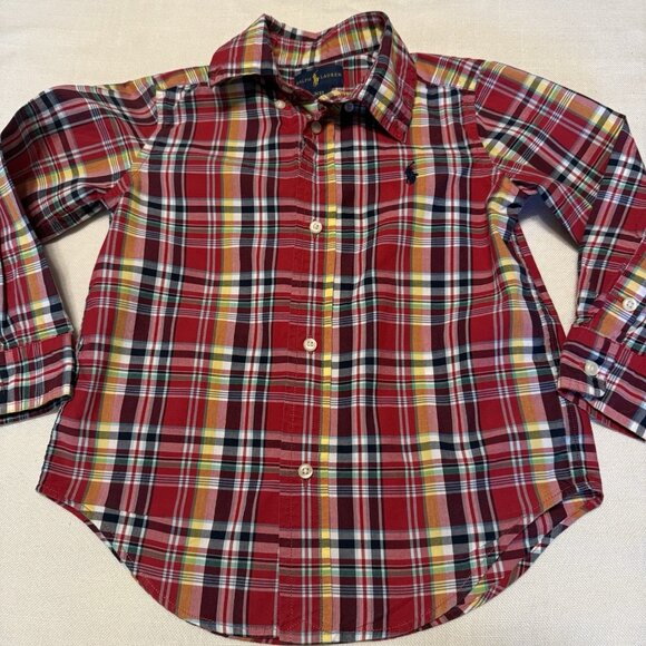 Boys Ralph Lauren Plaid Button Front Shirt - Size 3 / 3T - Picture 1 of 2